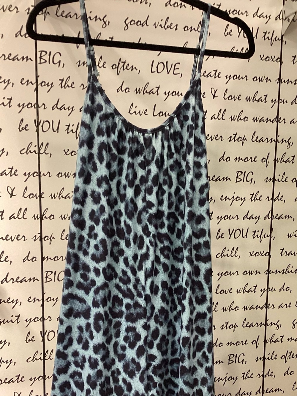 Leopard Spaghetti Strap Blue Romper